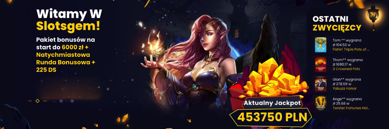 SlotsGem — baner promocyjny i wejście do lobby kasyna